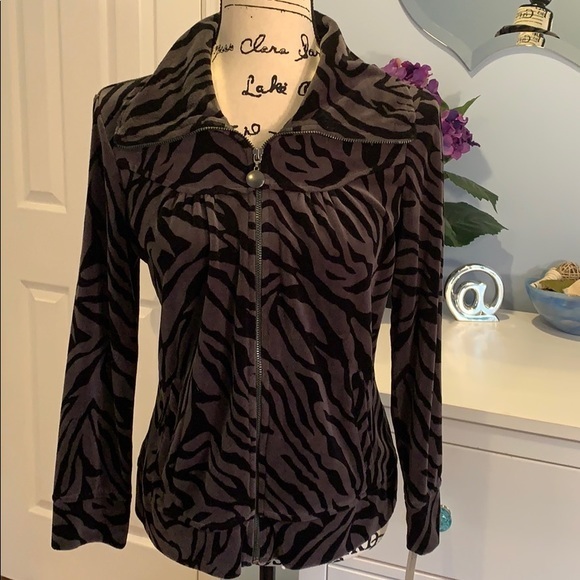 Style & Co. Jackets & Blazers - Style & Co Animal Print Velour Track Jacket
